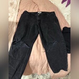 Distressed Black Women's Straight Leg Jeans